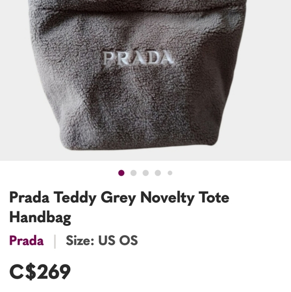 Prada Charcoal Soft Sherpa/Fleece Top Handle Tote Bag - Picture 12 of 12